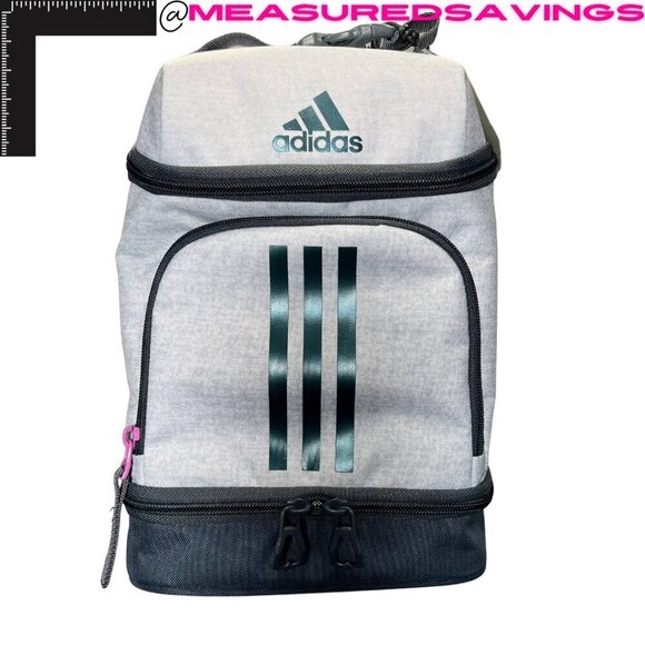 Adidas [NWT] Excel 2 Unisex Insulated Grey Lunch Bag - Clip to Backpack - Picture 1 of 11